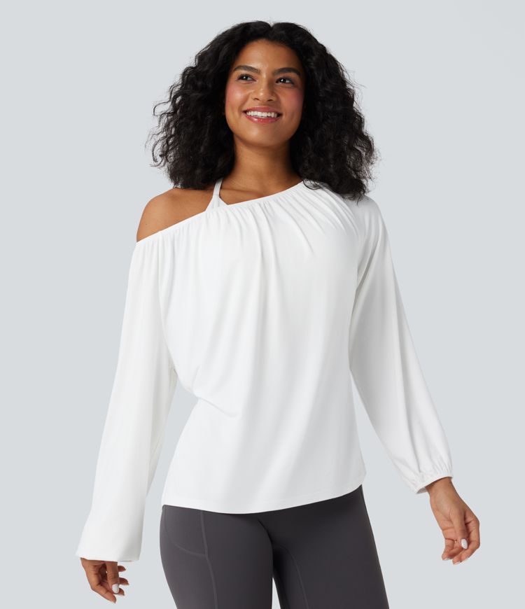 One Shoulder Long Sleeve Yoga Sports Top