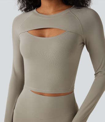 Haut de yoga SoftlyZero™ QuickDry à manches longues, découpé, avec ouverture pour le pouce