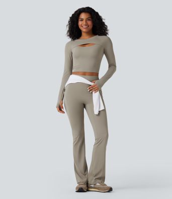 Haut de yoga SoftlyZero™ QuickDry à manches longues, découpé, avec ouverture pour le pouce