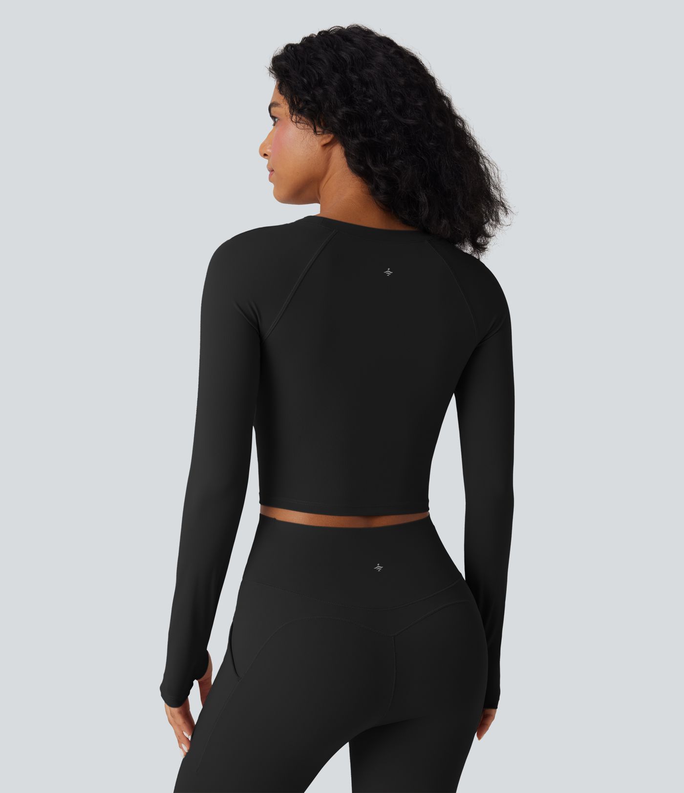 SoftlyZero™ QuickDry Cut Out Long Sleeve Thumb Hole Cropped Yoga Sports Top