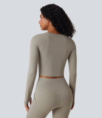 Haut de yoga SoftlyZero™ QuickDry à manches longues, découpé, avec ouverture pour le pouce