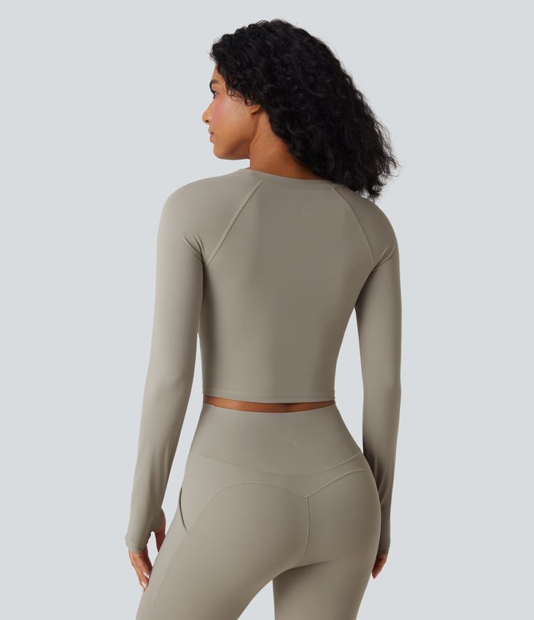 Haut de yoga SoftlyZero™ QuickDry à manches longues, découpé, avec ouverture pour le pouce