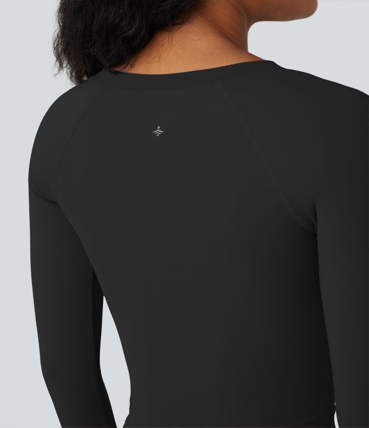 SoftlyZero™ QuickDry Cut Out Long Sleeve Thumb Hole Cropped Yoga Sports Top