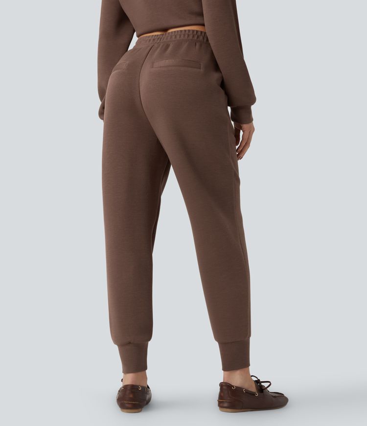 High Waisted Tapered Casual Joggers with Pockets