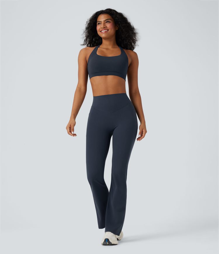 Halara UltraSculpt™ High Waisted Tummy Control Butt Lifting Scrunch Shaping Yoga Bootcut Leggings with Pockets