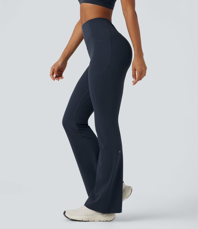 Halara UltraSculpt™ SoCinched High Waisted Tummy Control Butt Lifting Scrunch Shaping Yoga Bootcut Leggings with Pockets
