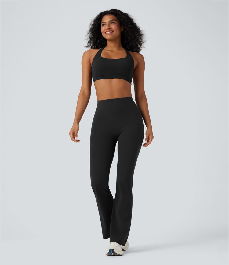 Halara UltraSculpt™ High Waisted Tummy Control Butt Lifting Scrunch Shaping Yoga Bootcut Leggings with Pockets