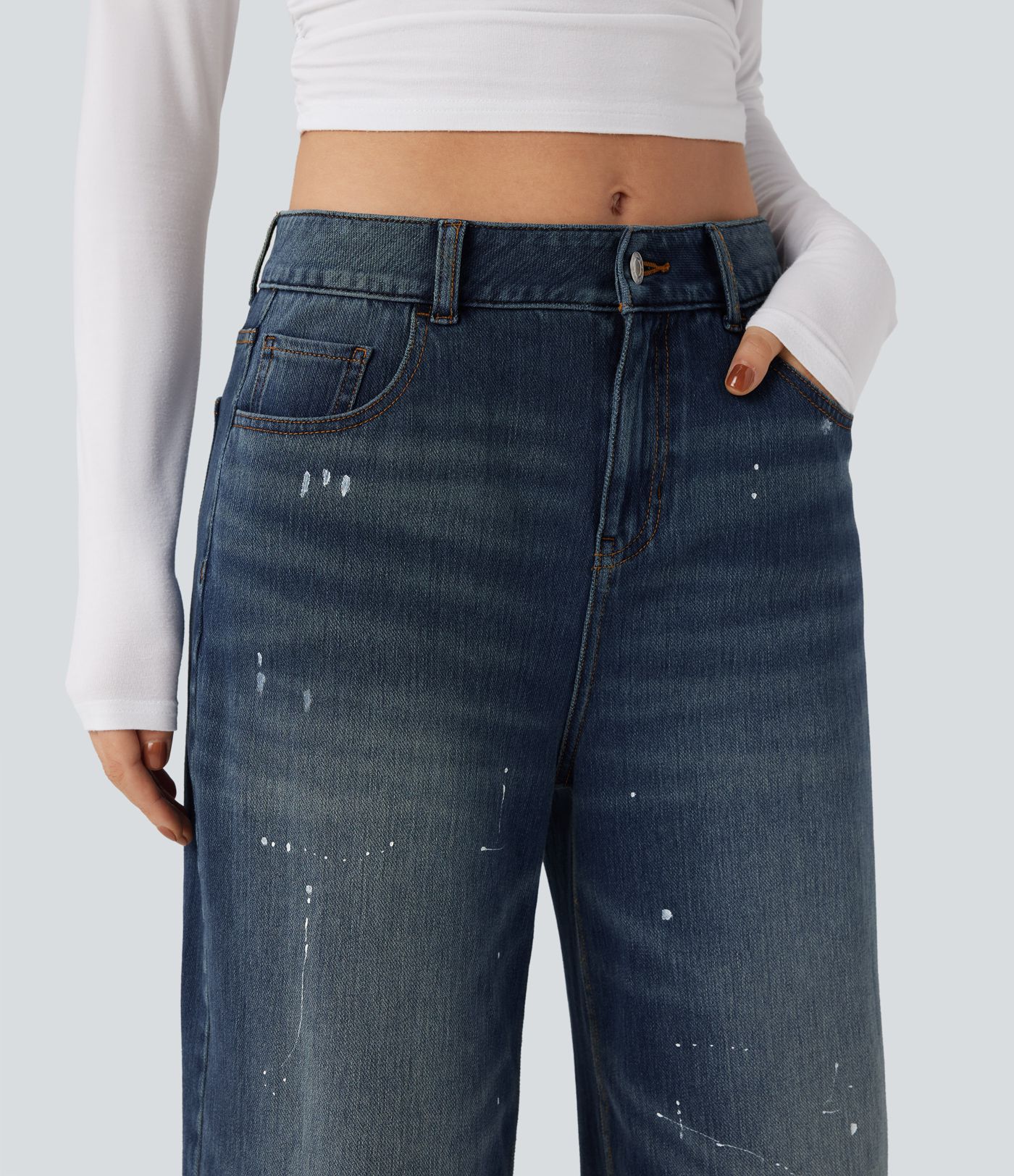 Halara Flex™ Mid Rise Casual Flowy Jeans with Pockets