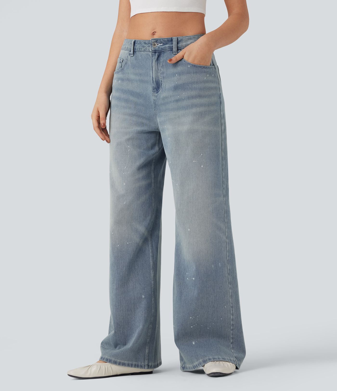 Halara Flex™ Mid Rise Casual Flowy Jeans with Pockets