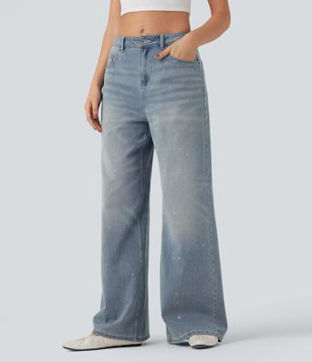 Halara Flex™ Mid Rise Casual Flowy Jeans with Pockets