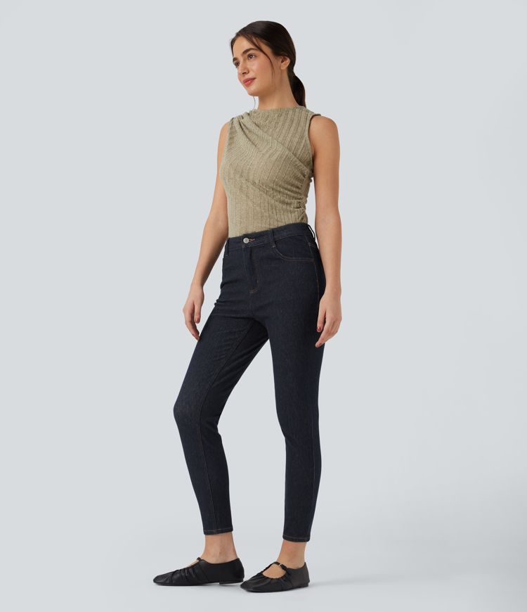 Halara Flex™ Water-Repellent Oil-Resistant Mid Rise Casual Skinny Jeans with Pockets