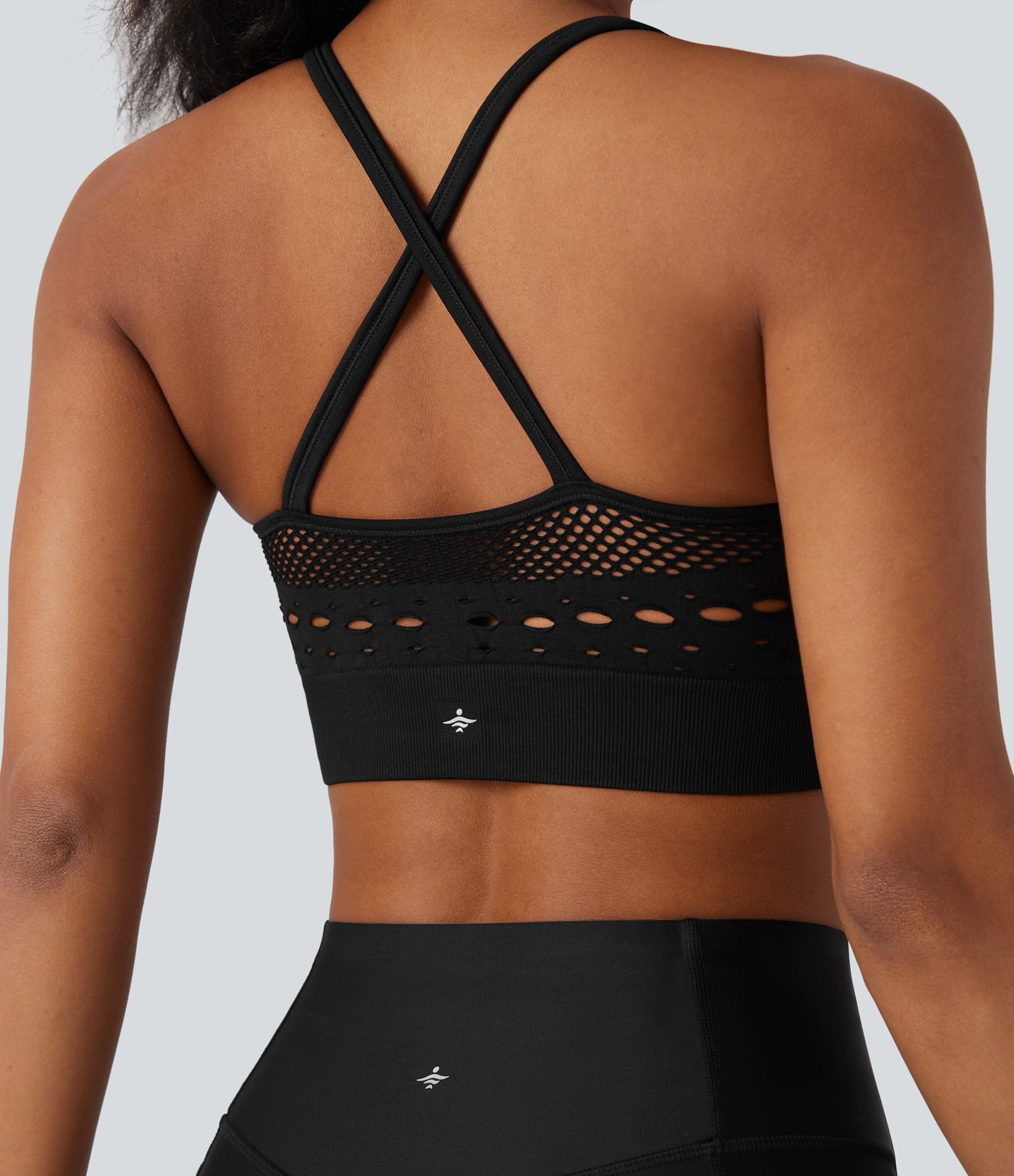 Seamless Flow – leicht stützender, gehäkelter Yoga-Sport-BH mit U-Ausschnitt