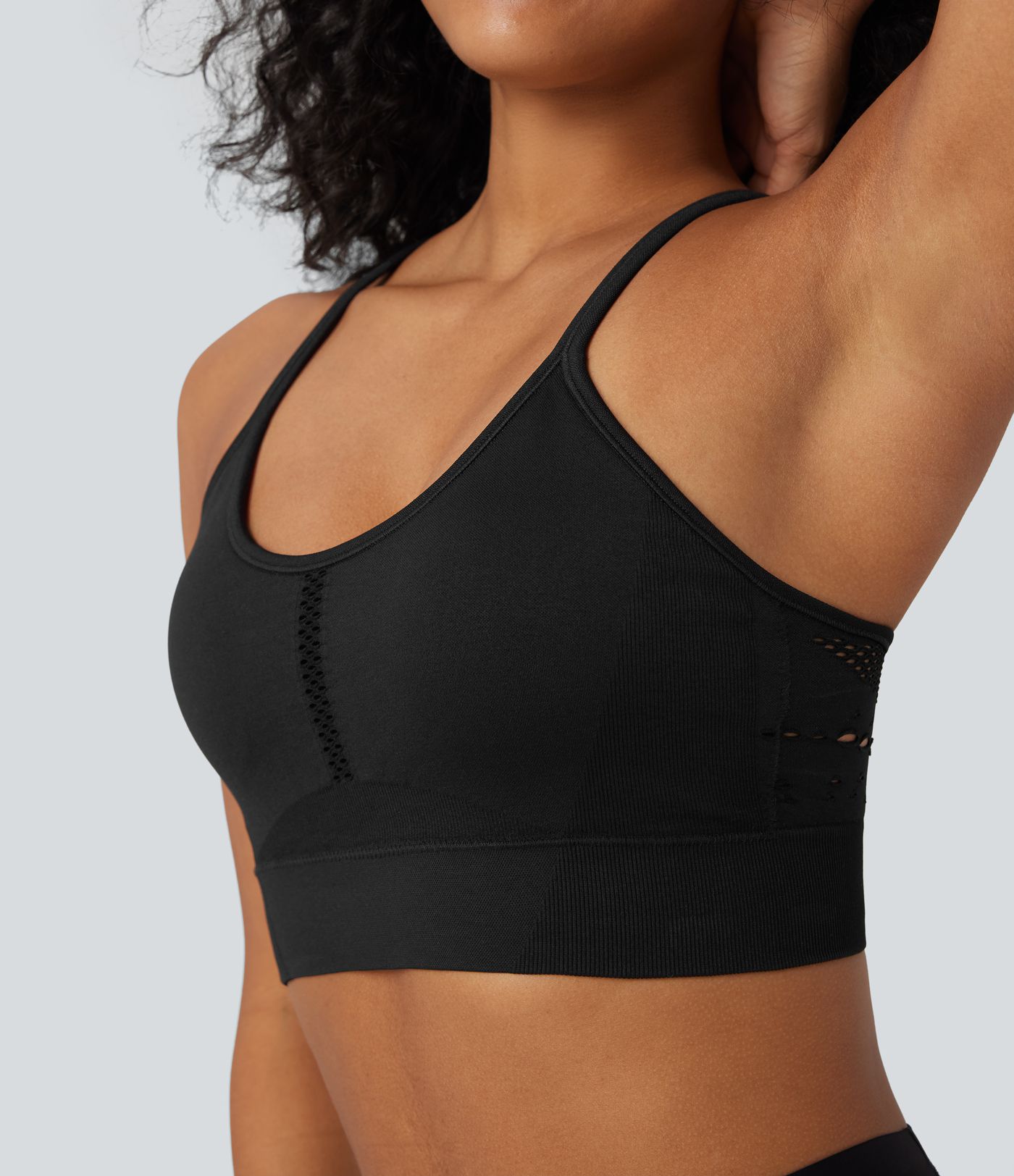 Seamless Flow – leicht stützender, gehäkelter Yoga-Sport-BH mit U-Ausschnitt