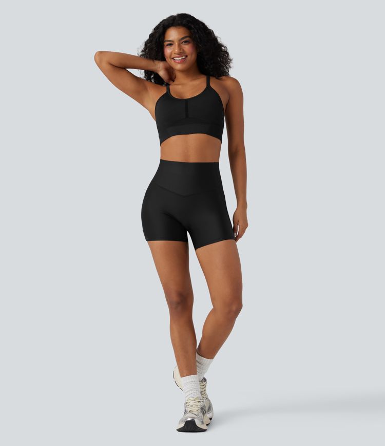 Seamless Flow – leicht stützender, gehäkelter Yoga-Sport-BH mit U-Ausschnitt