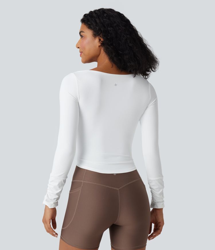 SoftlyZero™ Prozračna sportska majica s kvadratnim izrezom, dugih rukava, nabrana, s učinkom hlađenja