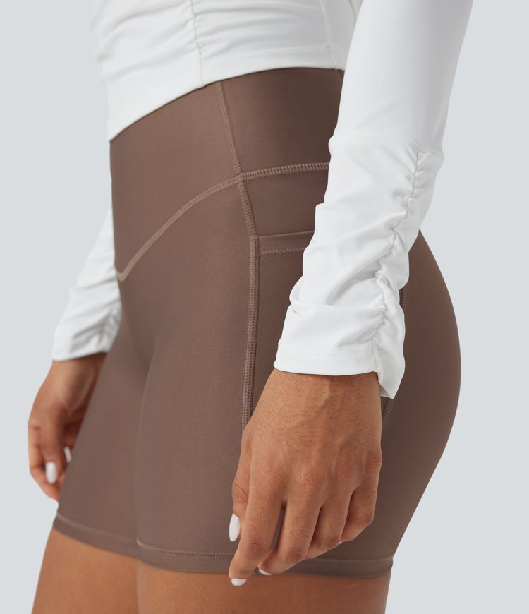 SoftlyZero™ Prozračna sportska majica s kvadratnim izrezom, dugih rukava, nabrana, s učinkom hlađenja