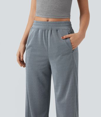 High Waisted Straight Leg Sparkle Casual Pants with Pockets