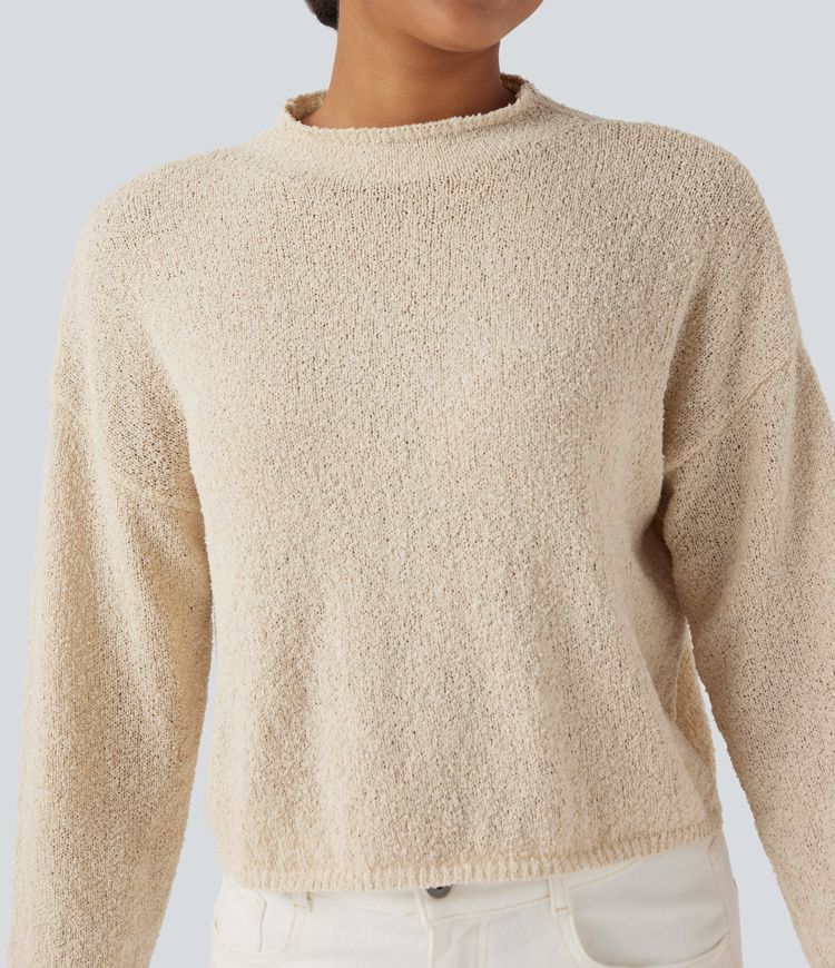 Mock-neck Long Sleeve Casual Sweater