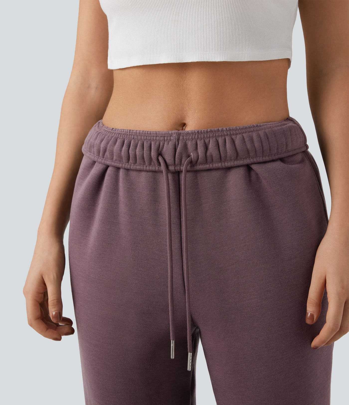 Hochsitzende Fleece-Jogginghose mit Kordelzug und Taschen für lässige Outfits