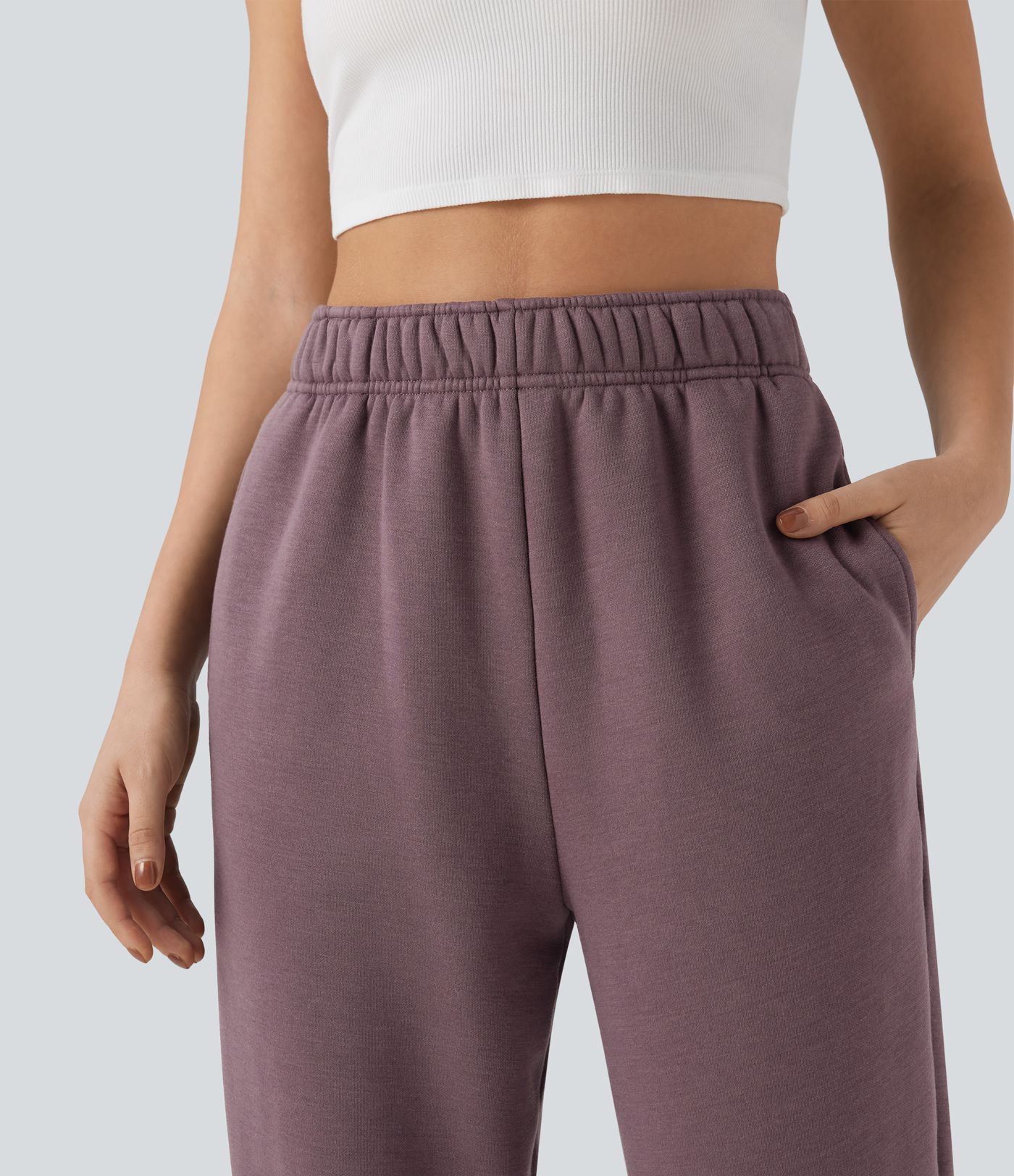 Hochsitzende Fleece-Jogginghose mit Kordelzug und Taschen für lässige Outfits