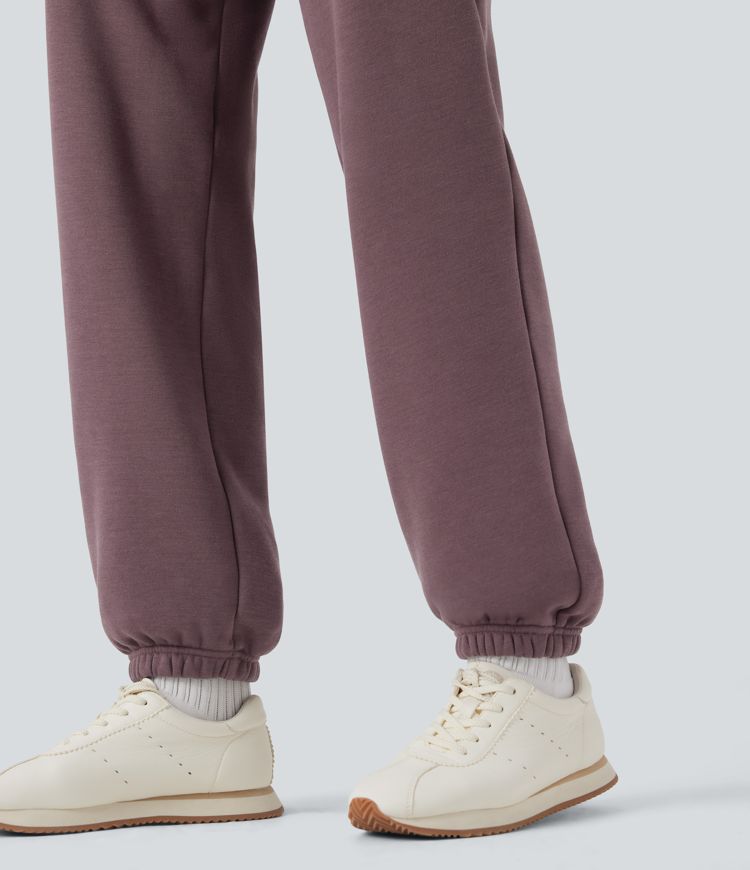 Hochsitzende Fleece-Jogginghose mit Kordelzug und Taschen für lässige Outfits