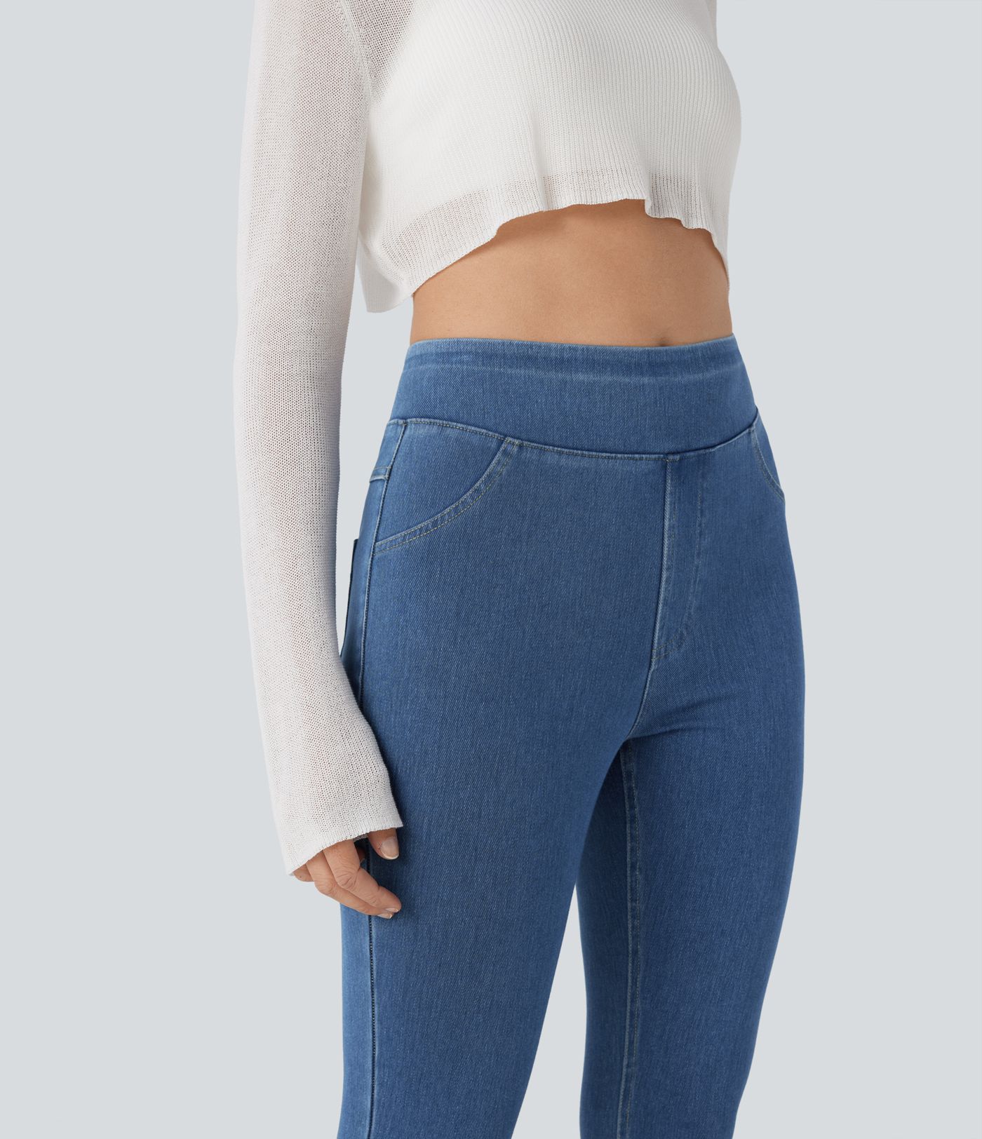 Halara Flex™ High Waisted Pocket Denim Capri Casual Leggings