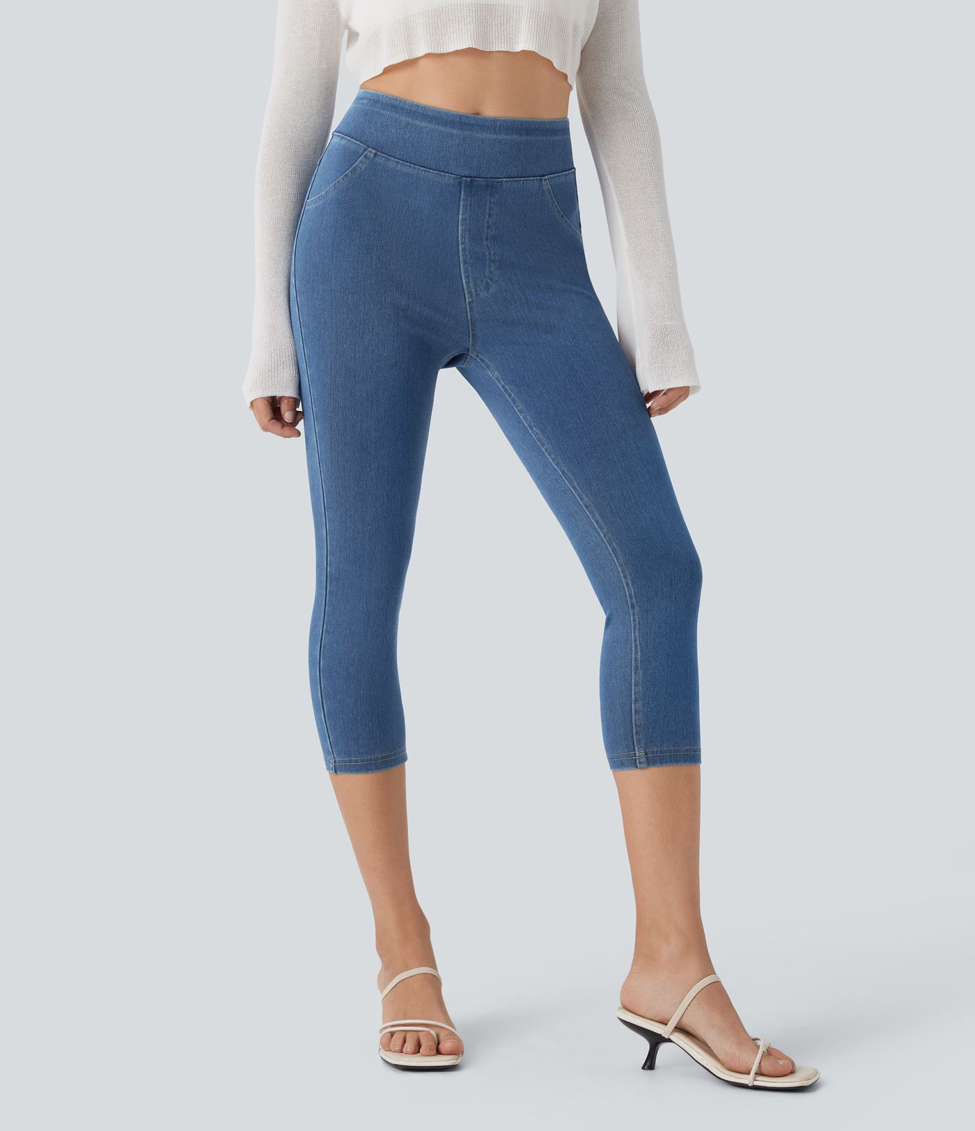 Halara Flex™ High Waisted Pocket Denim Capri Casual Leggings