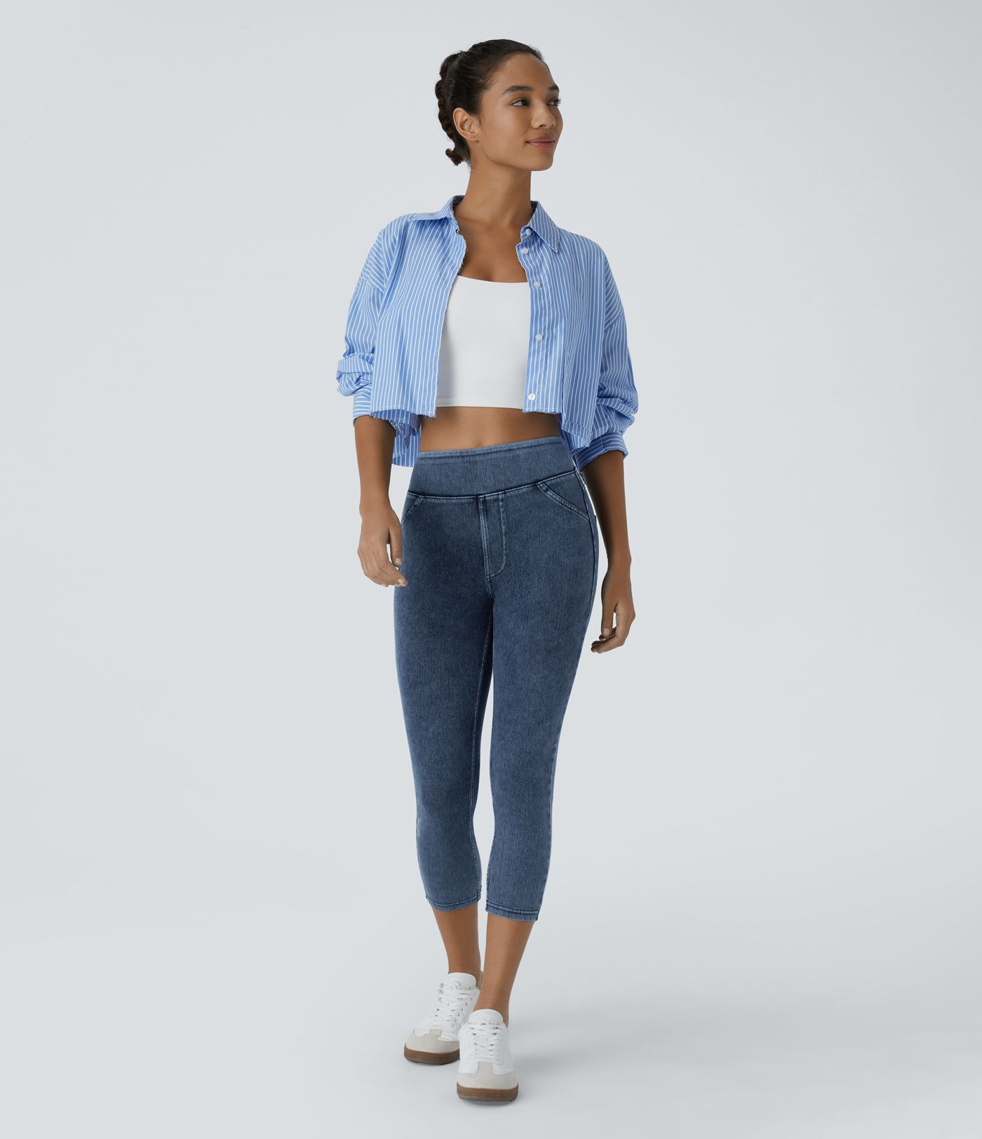 Halara Flex™ High Waisted Pocket Denim Capri Casual Leggings
