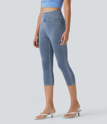 Halara Flex™ High Waisted Pocket Denim Capri Casual Leggings