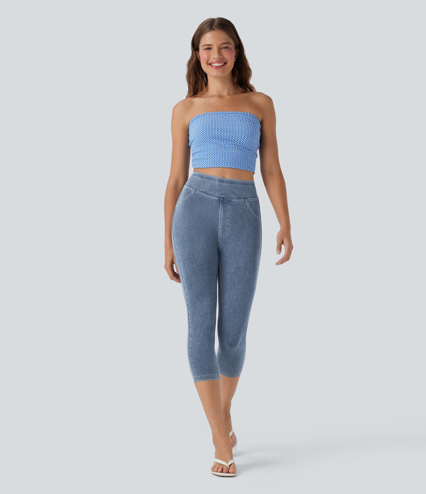 Halara Flex™ High Waisted Pocket Denim Capri Casual Leggings