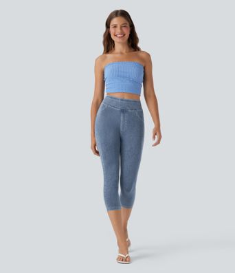 Halara Flex™ High Waisted Pocket Denim Capri Casual Leggings