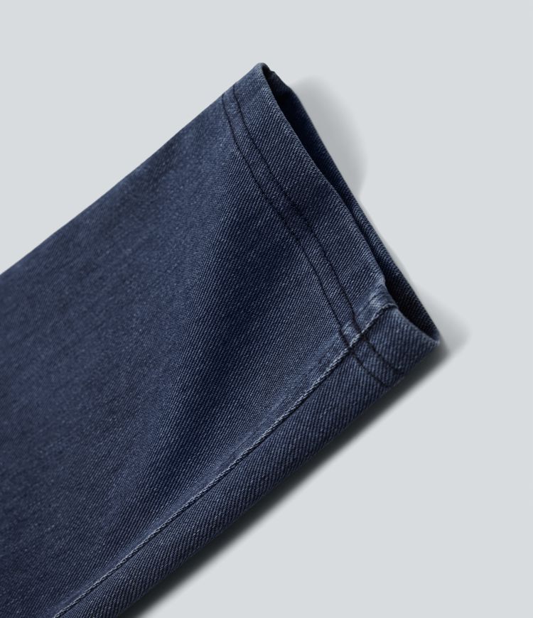 Halara Flex™ verkürzte Jeans Jeggings aus elastischem Strick-Denim mit hohem Bund und Gesäßtaschen