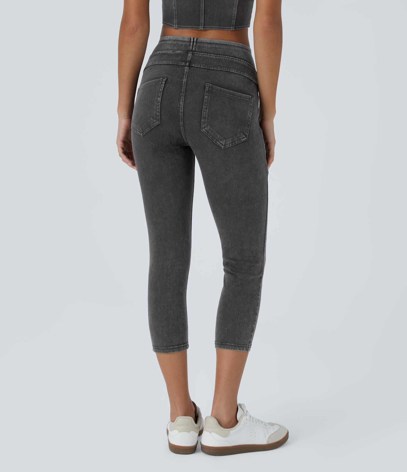 Leggings Halara Flex™ Denim elásticos en longitud capri de tiro alto con bolsillos traseros