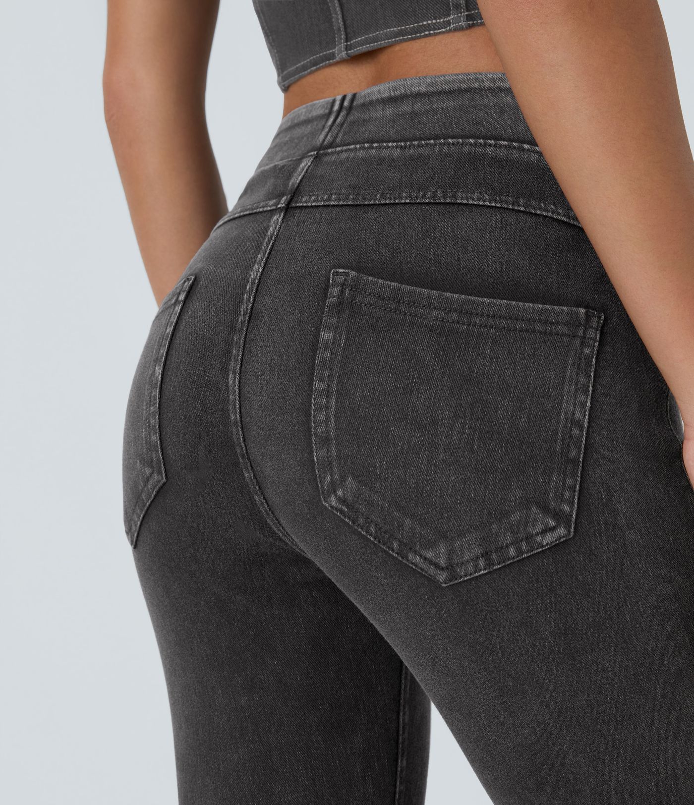Leggings Halara Flex™ Denim elásticos en longitud capri de tiro alto con bolsillos traseros