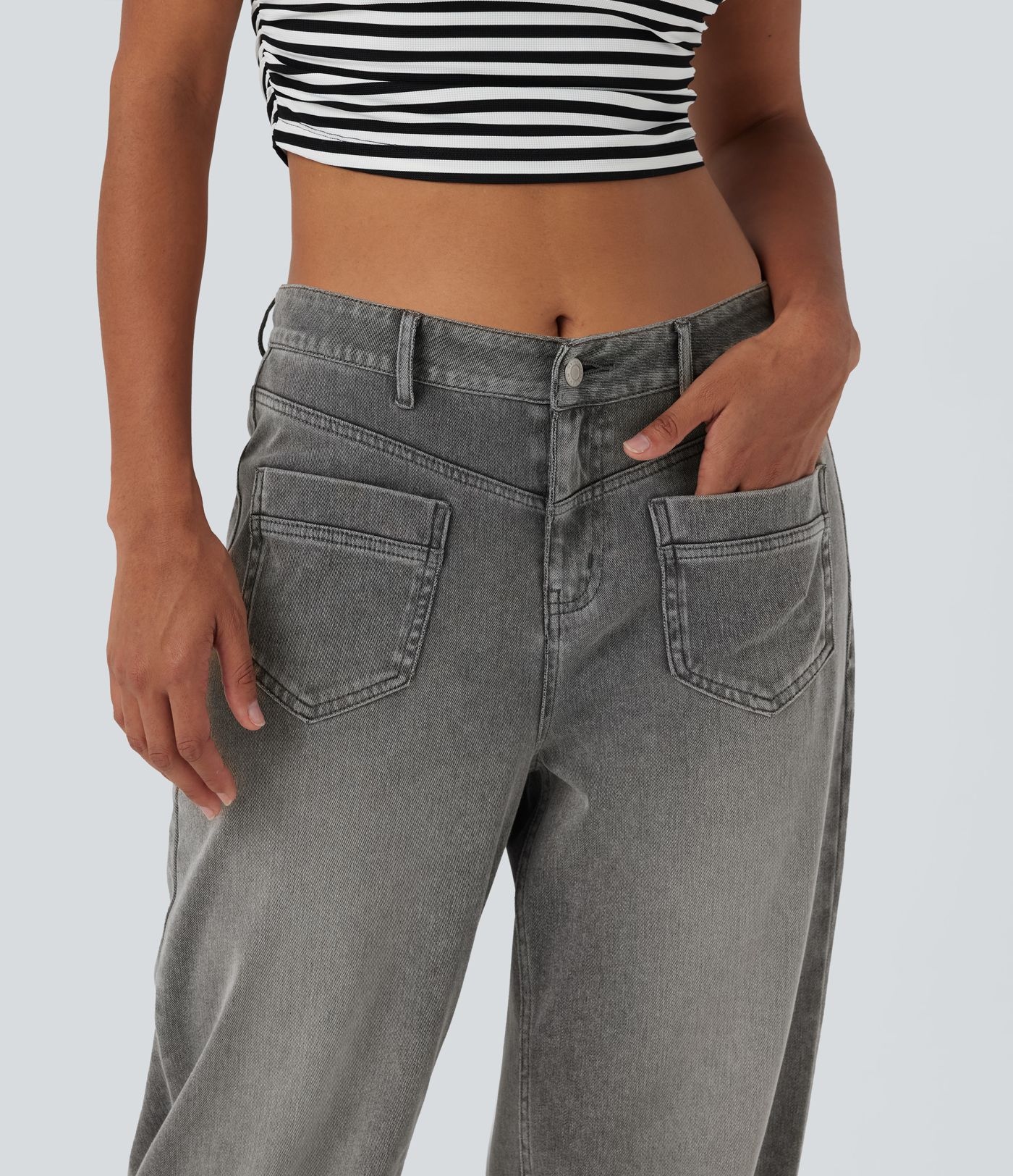 Halara Flex™ Mid Rise Straight Leg Casual Jeans with Pockets