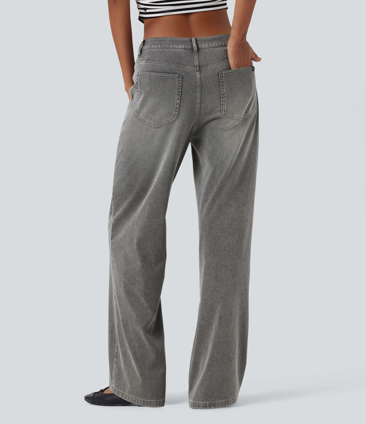 Halara Flex™ Mid Rise Straight Leg Casual Jeans with Pockets