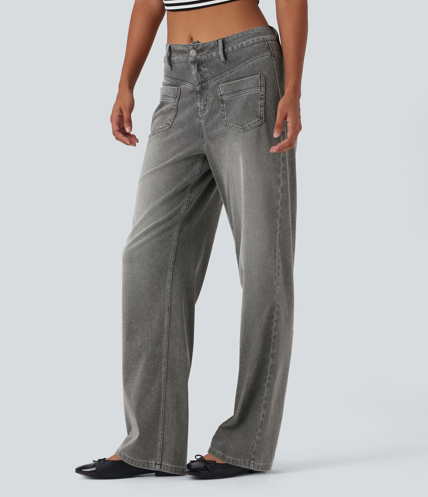 Halara Flex™ Mid Rise Straight Leg Casual Jeans with Pockets