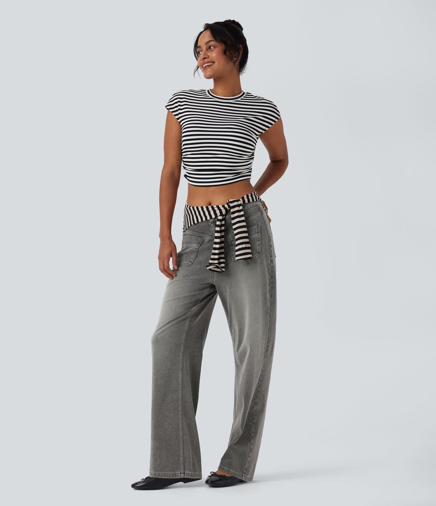 Halara Flex™ Mid Rise Straight Leg Casual Jeans with Pockets