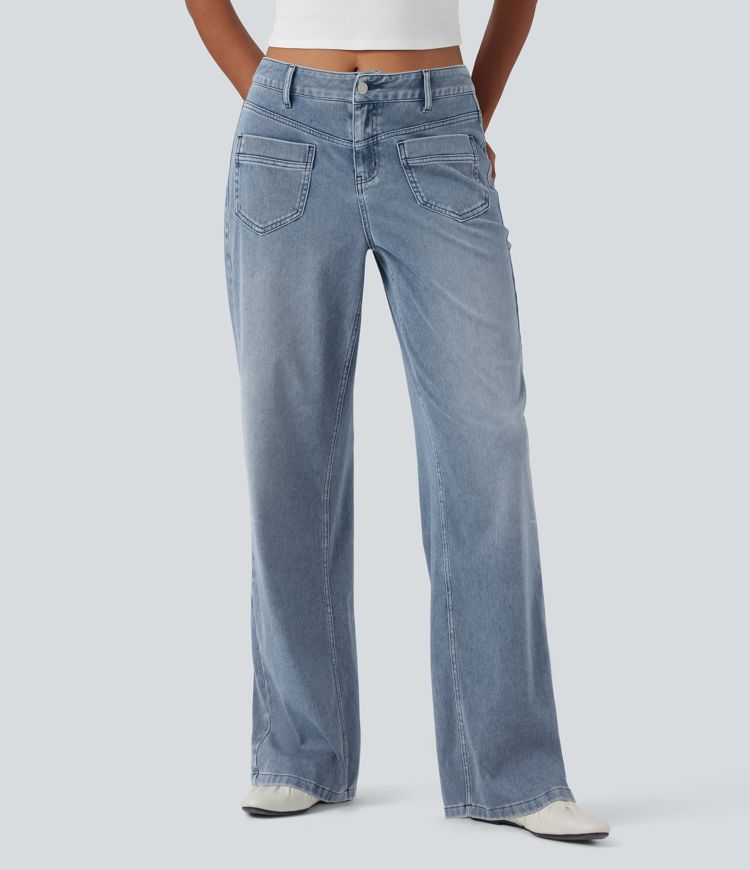 Halara Flex™ Mid Rise Straight Leg Casual Jeans with Pockets
