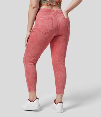 Halara Flex™ High Waisted Back Side Pocket Colorful Stretchy Knit Denim Casual 7/8 Plus Size Leggings Halara Flex™ High Waisted Back Side Pocket Colorful Stretchy Knit Denim Casual 7/8 Plus Size Leggings