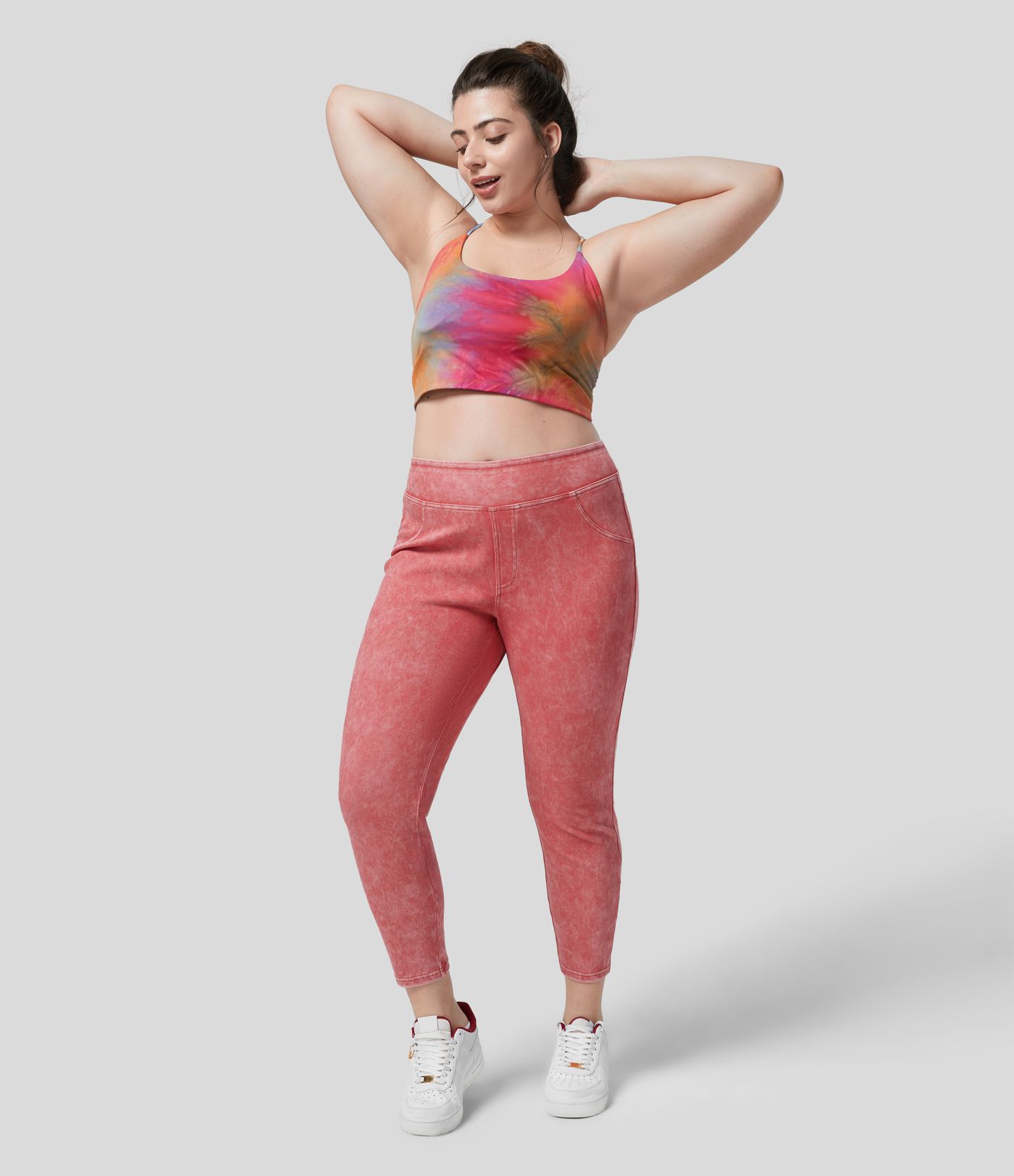 Halara Flex™ High Waisted Back Side Pocket Colorful Stretchy Knit Denim Casual 7/8 Plus Size Leggings Halara Flex™ High Waisted Back Side Pocket Colorful Stretchy Knit Denim Casual 7/8 Plus Size Leggings