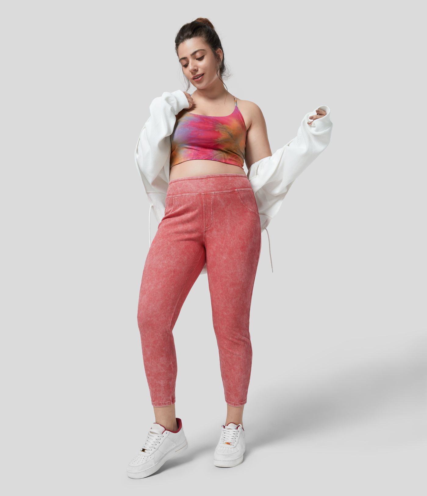 Halara Flex™ High Waisted Back Side Pocket Colorful Stretchy Knit Denim Casual 7/8 Plus Size Leggings Halara Flex™ High Waisted Back Side Pocket Colorful Stretchy Knit Denim Casual 7/8 Plus Size Leggings
