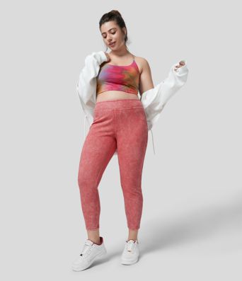 Halara Flex™ High Waisted Back Side Pocket Colorful Stretchy Knit Denim Casual 7/8 Plus Size Leggings Halara Flex™ High Waisted Back Side Pocket Colorful Stretchy Knit Denim Casual 7/8 Plus Size Leggings