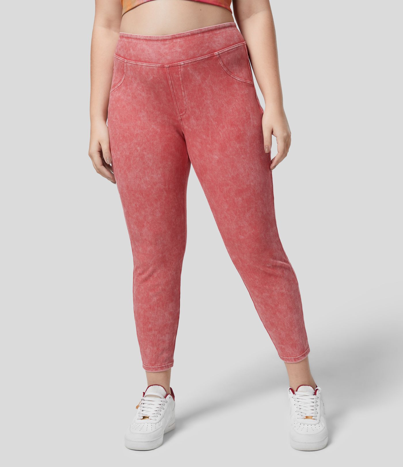 Halara Flex™ High Waisted Back Side Pocket Colorful Stretchy Knit Denim Casual 7/8 Plus Size Leggings Halara Flex™ High Waisted Back Side Pocket Colorful Stretchy Knit Denim Casual 7/8 Plus Size Leggings