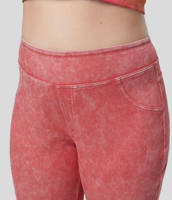 Halara Flex™ High Waisted Back Side Pocket Colorful Stretchy Knit Denim Casual 7/8 Plus Size Leggings Halara Flex™ High Waisted Back Side Pocket Colorful Stretchy Knit Denim Casual 7/8 Plus Size Leggings
