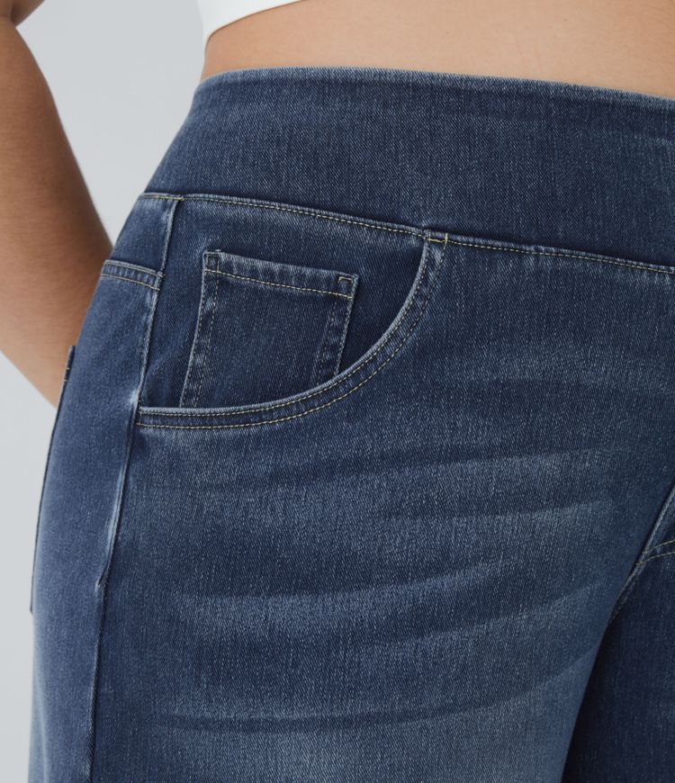 Halara Flex™ High Waisted Pockets Baggy Wide Leg Washed Casual Plus Size Jeans