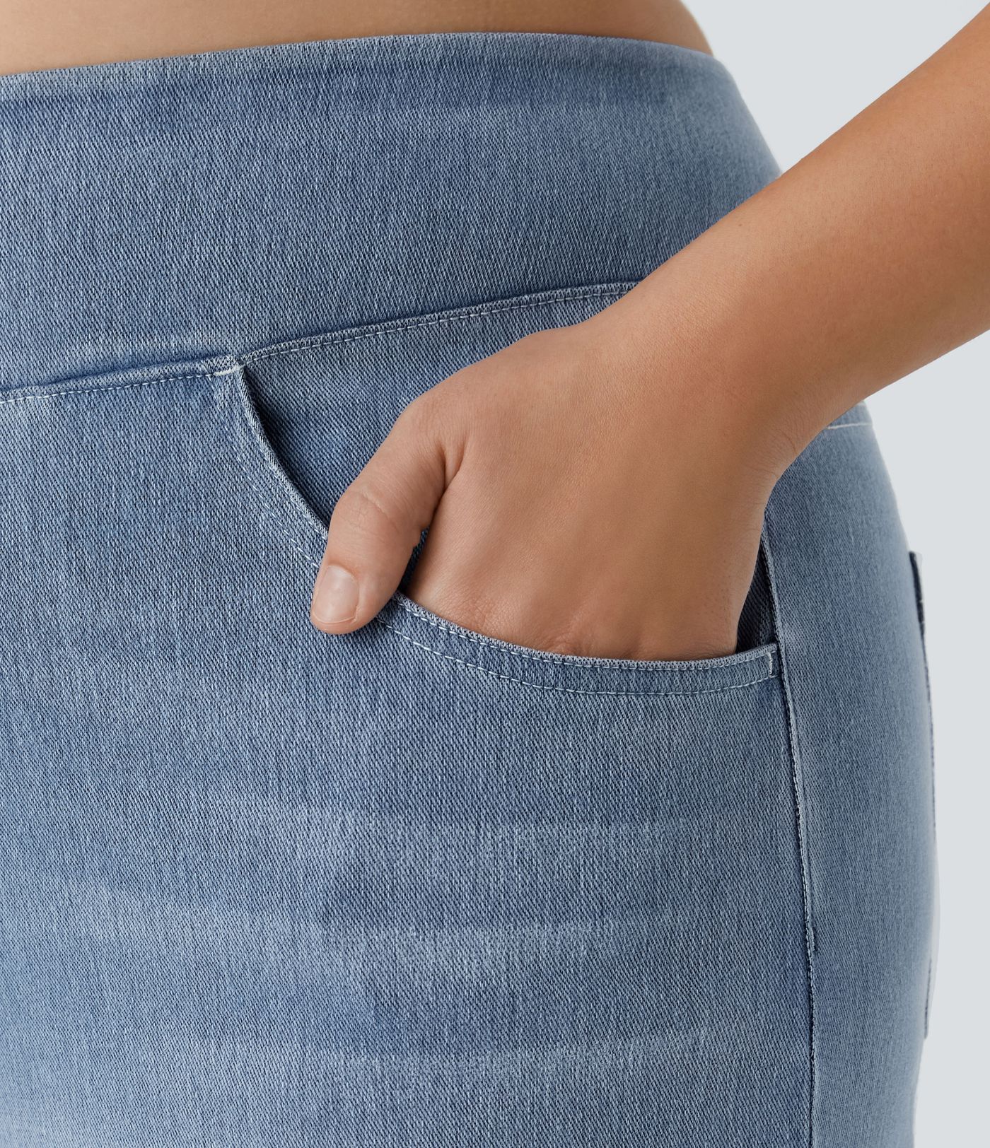 Halara Flex™ High Waisted Pockets Baggy Wide Leg Washed Casual Plus Size Jeans