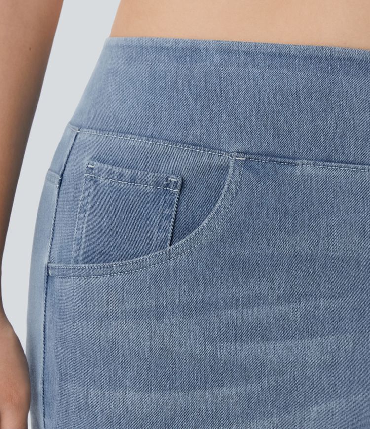 Halara Flex™ High Waisted Pockets Baggy Wide Leg Washed Casual Plus Size Jeans