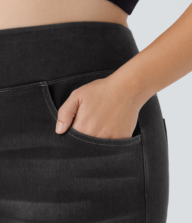 Halara Flex™ High Waisted Pockets Baggy Wide Leg Washed Casual Plus Size Jeans