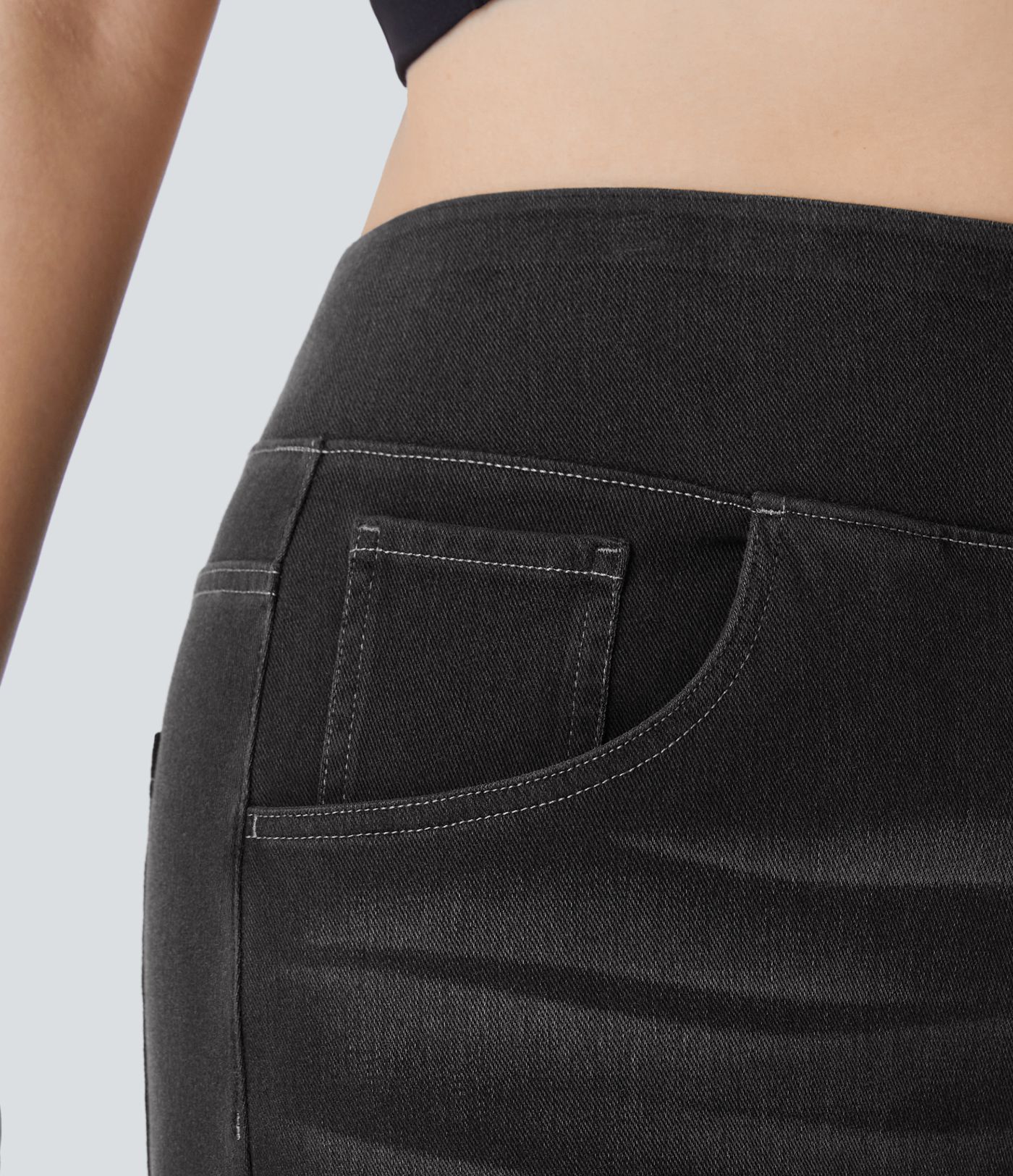 Halara Flex™ High Waisted Pockets Baggy Wide Leg Washed Casual Plus Size Jeans